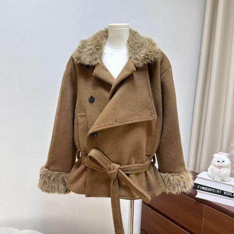 复古美拉德棕色系毛领外套冬新款小众简约通勤收腰气质毛呢大衣女,女装/女士精品,大码呢大衣,淘宝优惠券,粉丝福利购,淘宝优惠卷