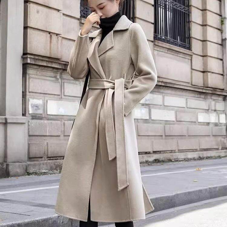 呢外套女冬季小个子时尚大衣西装领系带中长款韩版赫本风衣,女装/女士精品,大码呢大衣,淘宝优惠券,粉丝福利购,淘宝优惠卷