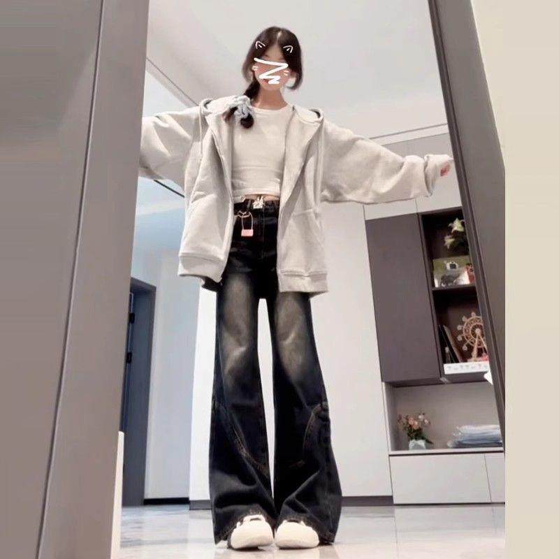 2025早秋新款小个子灰色连帽卫衣外套女秋冬慵懒宽松拉链开衫上衣,女装/女士精品,卫衣/绒衫,淘宝优惠券,粉丝福利购,淘宝优惠卷