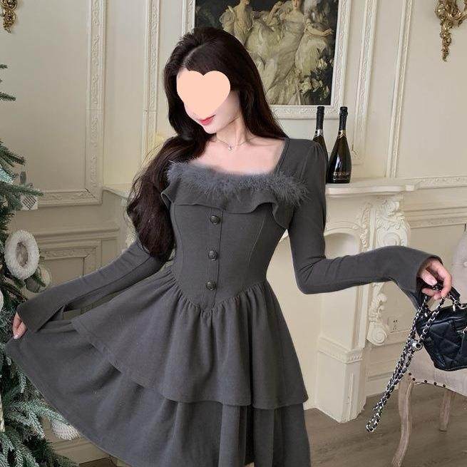 大码微胖mm秋冬新款甜辣妹气质收腰连衣裙显瘦遮肉纯欲蓬蓬短裙女,女装/女士精品,连衣裙,淘宝优惠券,粉丝福利购,淘宝优惠卷