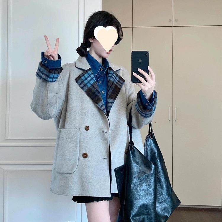 双面穿毛呢西装外套女秋冬新款气质感短款呢子大衣加厚潮,女装/女士精品,大码呢大衣,淘宝优惠券,粉丝福利购,淘宝优惠卷