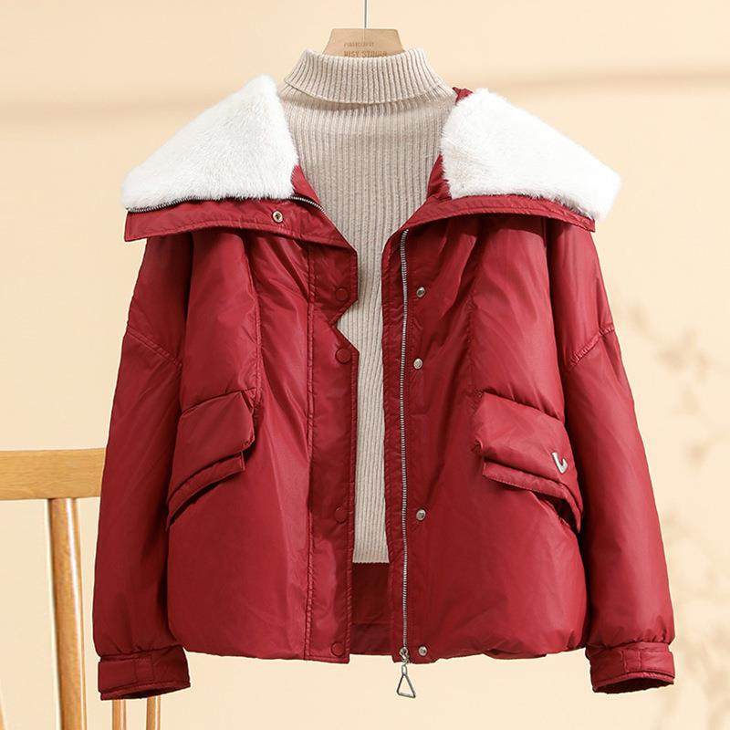 鹅绒羽绒服女短款2025冬新款时尚拼接洋气大翻领保暖小个子外套,女装/女士精品,羽绒服,淘宝优惠券,粉丝福利购,淘宝优惠卷