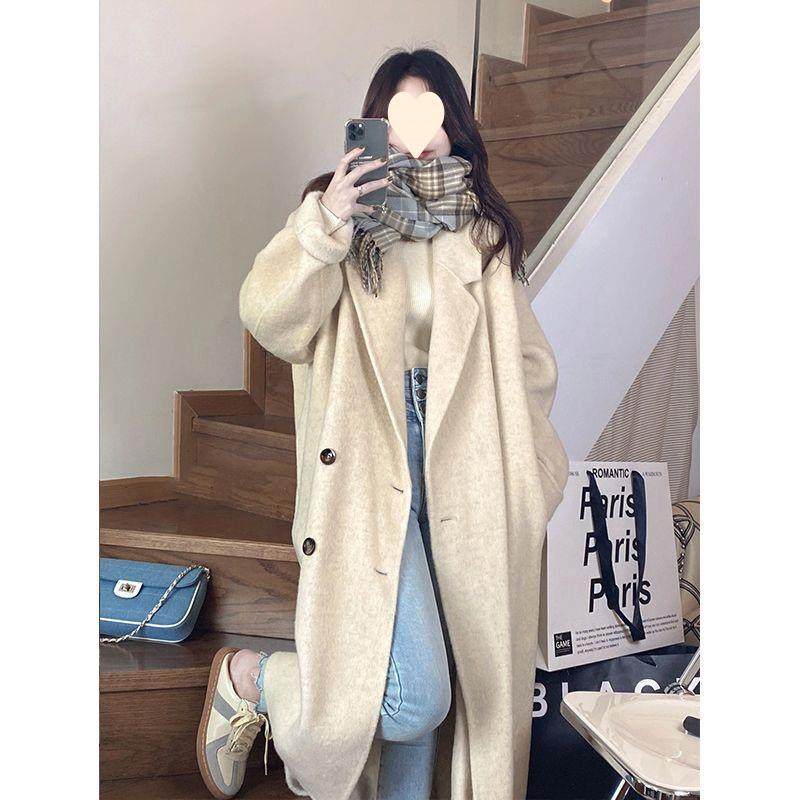 芍漾燕麦色双面绒大衣女2025秋冬新款韩版宽松中长款毛呢外套,女装/女士精品,大码呢大衣,淘宝优惠券,粉丝福利购,淘宝优惠卷