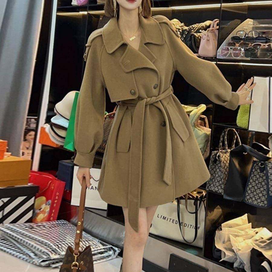 秋冬新款双面羊毛大衣女中长款韩系时尚气质显瘦系带羊毛呢外套女,女装/女士精品,大码呢大衣,淘宝优惠券,粉丝福利购,淘宝优惠卷