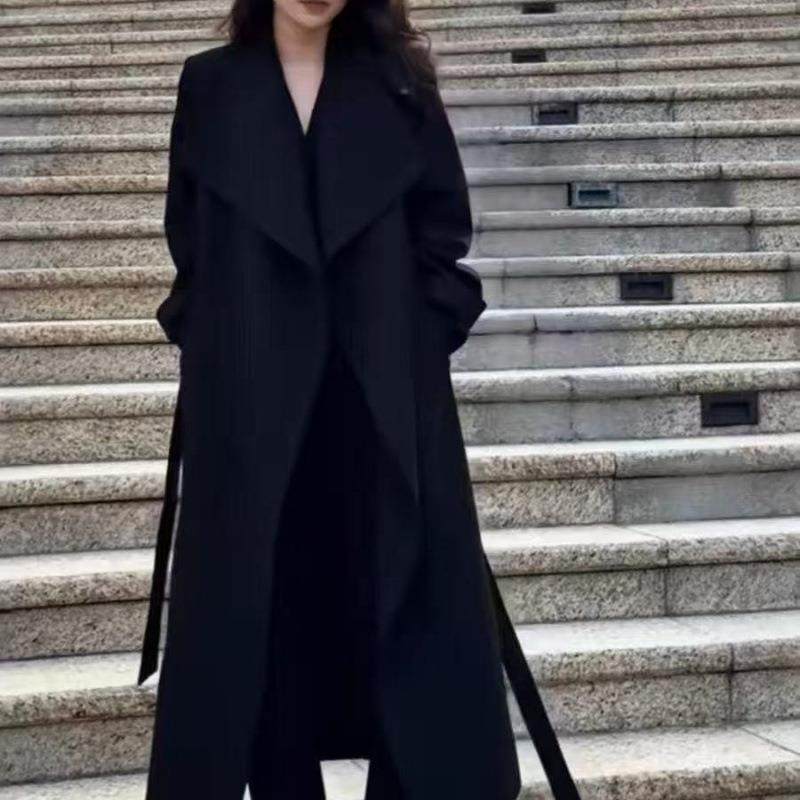 黑色毛呢大衣女感长款2025秋冬季新款韩系赫本风过膝呢子外套,女装/女士精品,大码呢大衣,淘宝优惠券,粉丝福利购,淘宝优惠卷