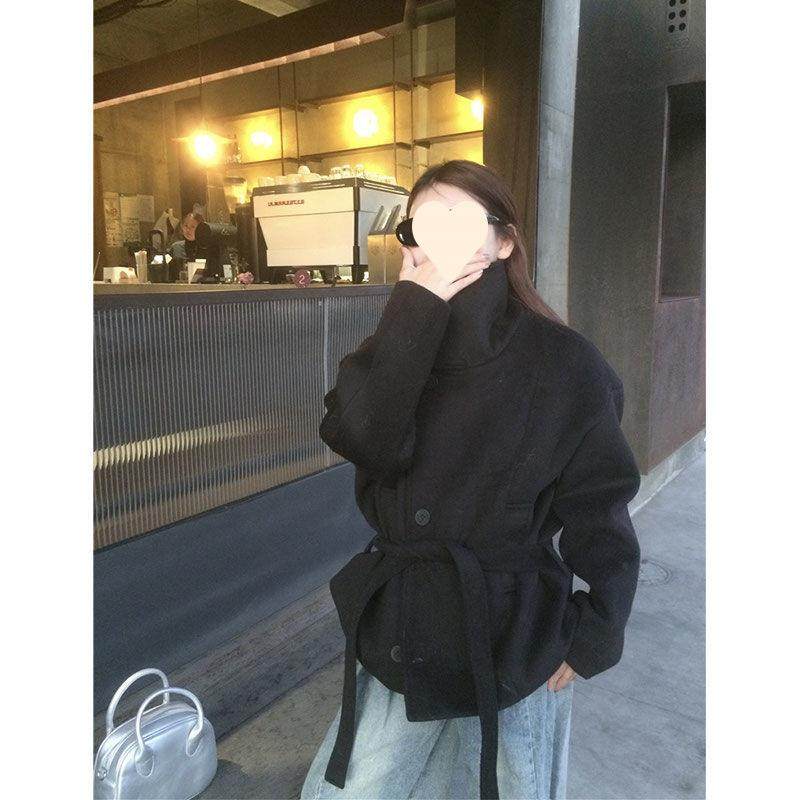 夹棉加厚毛呢外套女冬季2025新款收腰显瘦立领设计感黑色呢子大衣,女装/女士精品,大码呢大衣,淘宝优惠券,粉丝福利购,淘宝优惠卷