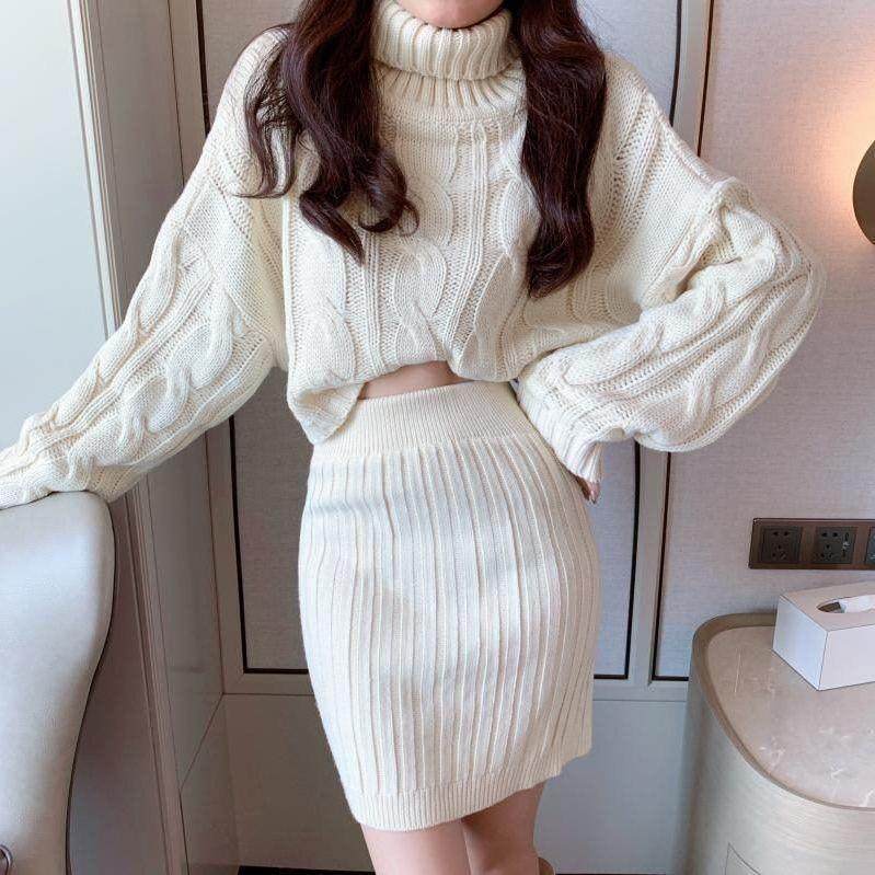 套装女复古大码秋冬款时尚高领麻花针织毛衣女包臀半身裙子潮,女装/女士精品,毛针织衫,淘宝优惠券,粉丝福利购,淘宝优惠卷