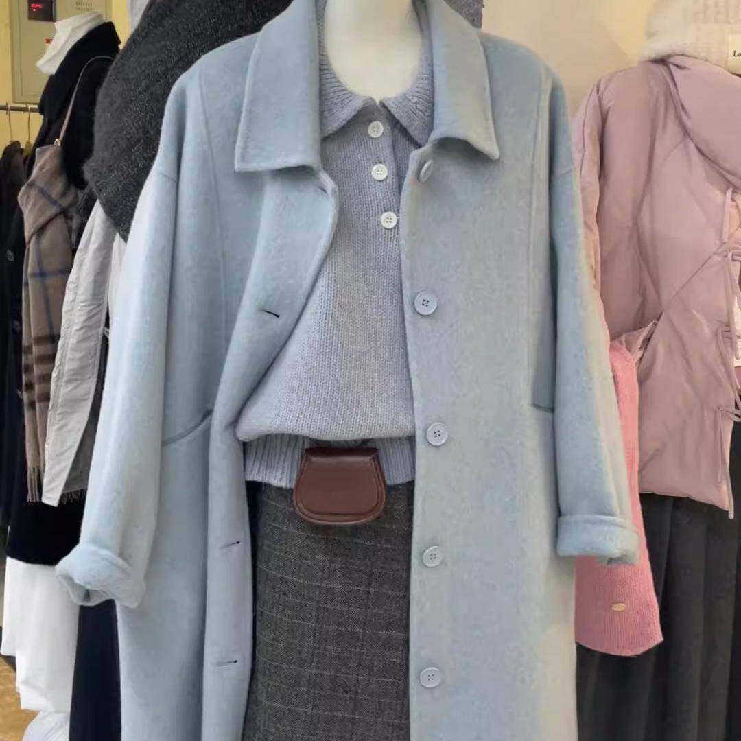 毛呢外套女春装感超好看赫本风中长款蓝色大衣韩系小个子,女装/女士精品,大码呢大衣,淘宝优惠券,粉丝福利购,淘宝优惠卷