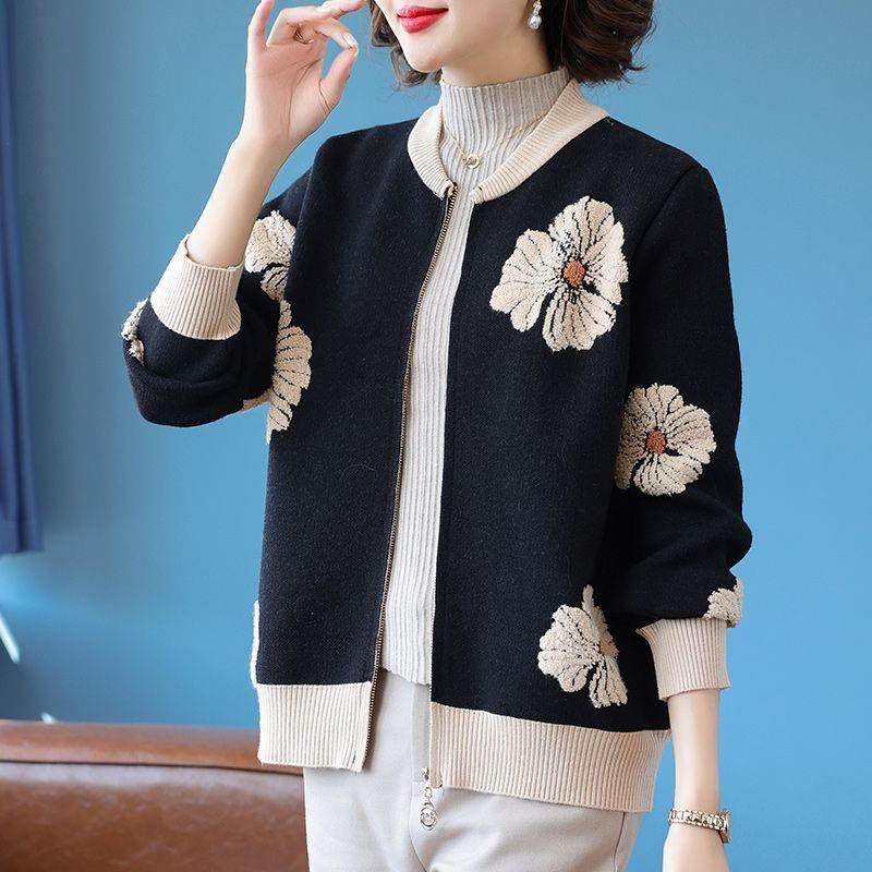 妈妈时尚针织薄款外套中年女装2025新款中老年春秋装洋气短款上衣,女装/女士精品,羊绒衫,淘宝优惠券,粉丝福利购,淘宝优惠卷