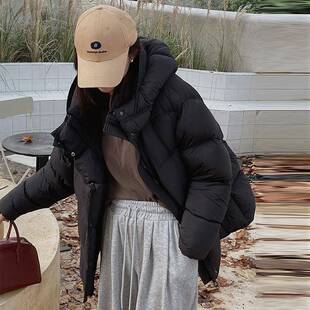 90白鸭绒高克重羽绒服女2025冬季新款泡芙感宽松连帽加厚面包服潮