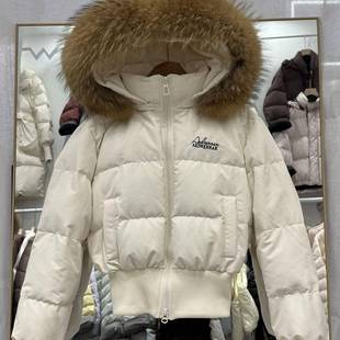 2025冬季新款收腰显瘦短款修身简约通勤白鸭绒羽绒服外套毛领女款