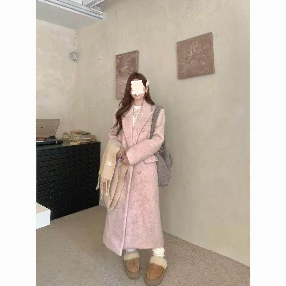韩系加厚粉色呢子大衣秋冬2025年赫本新款气质呢子西装外套氨纶,女装/女士精品,大码呢大衣,淘宝优惠券,粉丝福利购,淘宝优惠卷