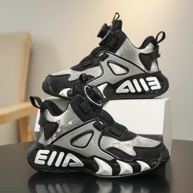 运动鞋男款2025新款秋冬季无鞋带大童男鞋初中学生皮面防水跑步鞋