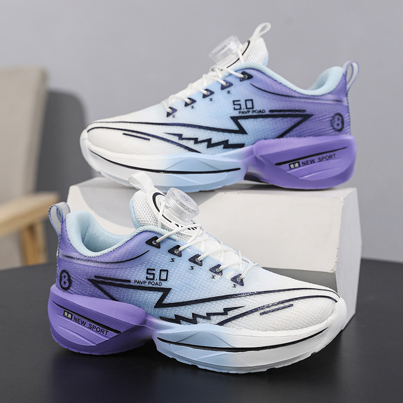 男童跑步鞋2025夏季新款男孩网鞋竞速回弹减震儿童运动鞋旋转纽扣