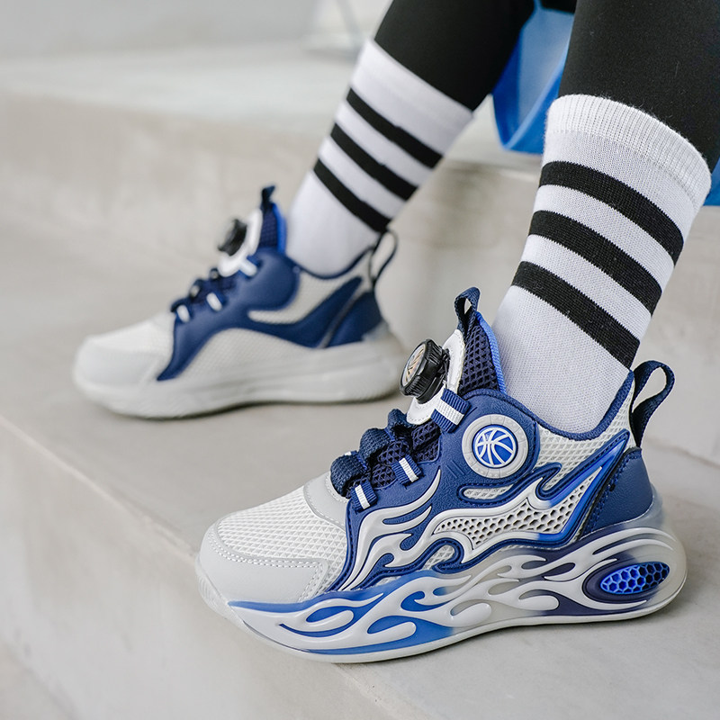 男童鞋子春款2026新款儿童网面透气跑步运动鞋旋转扣篮球鞋春秋季