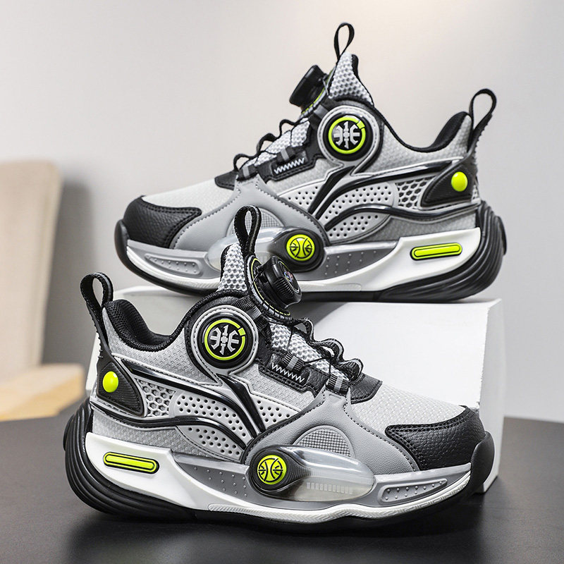 童鞋男童高帮篮球鞋秋冬皮面男款儿童跑步鞋中大童男孩运动鞋纽扣