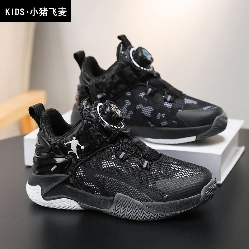 2026春季新款男童鞋篮球鞋中大童鞋子儿童运动鞋网面黑色防滑透气