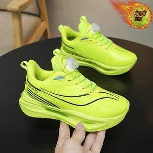 超轻减震专业运动鞋 皮面加绒男童学生跑鞋 2025冬款 赤兔9pro跑步鞋