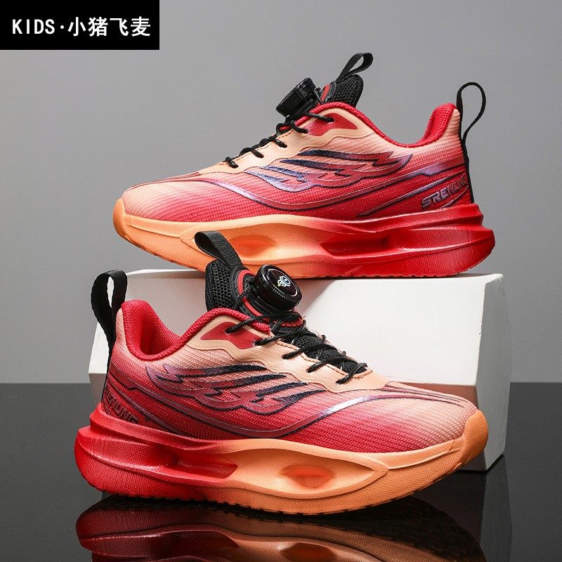 透气男童鞋跑步鞋儿童运动鞋网面中大童减震缓震轻便舒适跑鞋红色