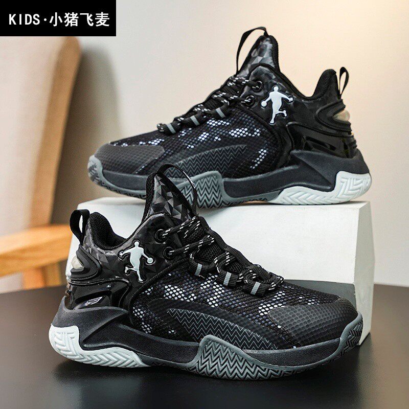 男童篮球鞋儿童运动鞋2026春季新款训练鞋小学生减震缓震黑色系带