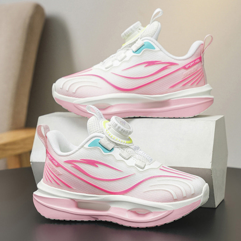 儿童鞋子2026新款春秋季运动鞋女童网面透气旋转扣跑步鞋超轻网鞋