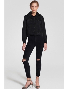 一线nobody！膝盖撕裂破洞~侧边小开衩~skinny高弹紧身牛仔裤