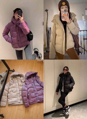 泡芙五格羽绒服！经典puff系列~电光紫~可拆卸连帽白鸭绒羽绒服