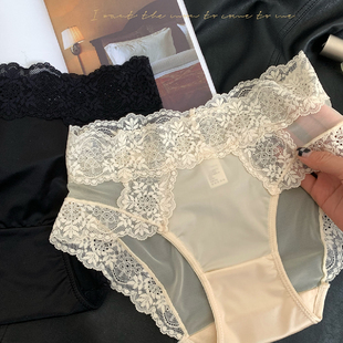 品质缎面系列网纱蕾性感撩人丝内裤 型纯棉裆舒适透气 女中腰包臀版