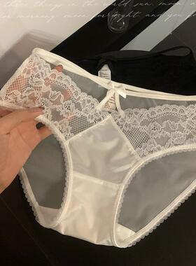2026新款缎面高级纯欲诱惑性感火辣镂空低腰内裤女网纱透明裆纯棉