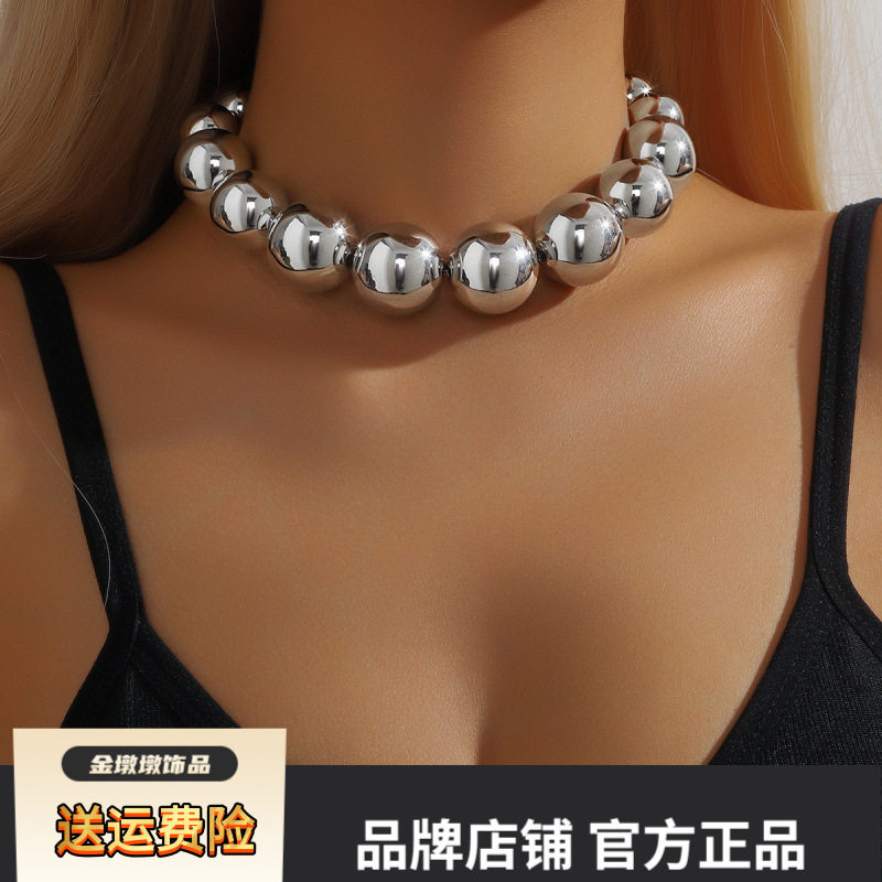 欧美跨境饰品夸张圆形朋克项圈锁