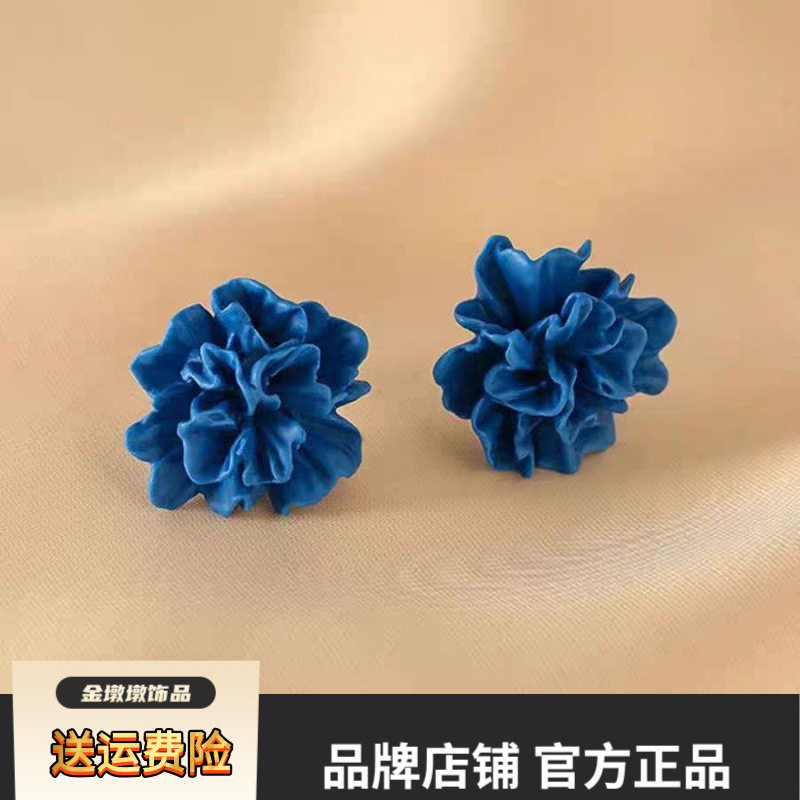 925银针耳环春天系彩色花朵耳钉