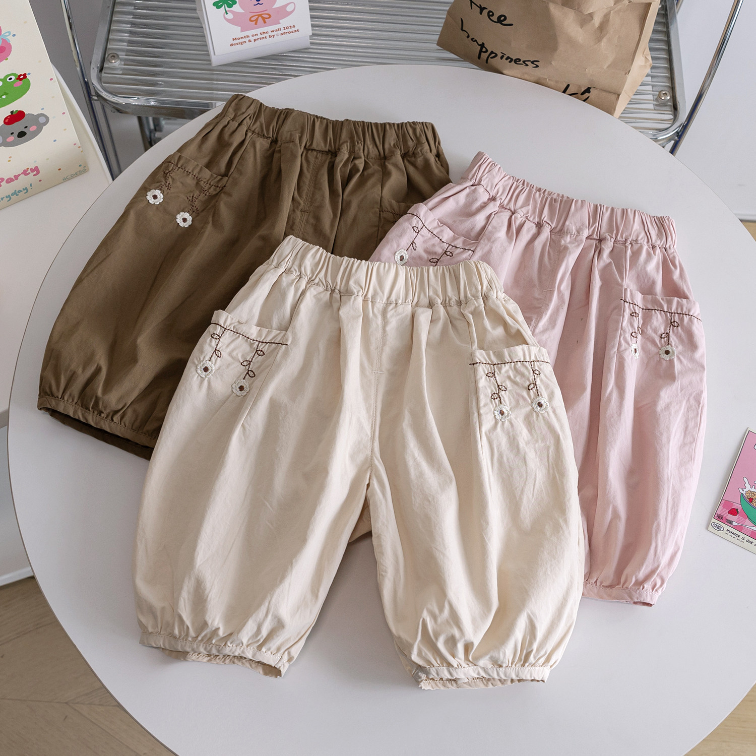 女童短裤夏季薄款宽松五分灯笼裤图片