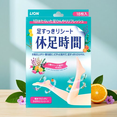 日本狮王休足时间足贴缓解小腿酸胀久站疲劳18枚足轻松军训旅游