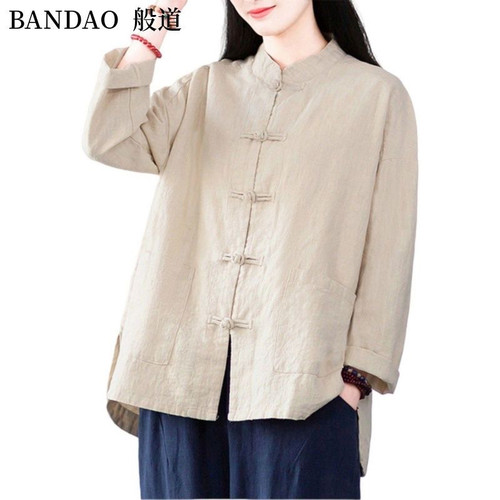 佛系禅修服25春夏季新款棉麻上衣中式盘扣文艺复古女式居士服套装
