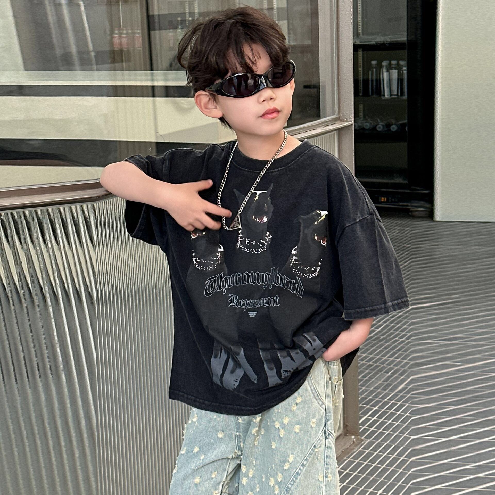 男童短袖T恤2026新款夏季儿童装男孩中大童宽松休闲半袖上衣洋气t