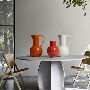 新款简约大肚子陶瓷花瓶提手小口径窄口插花瓶高颜值鲜花水培花器