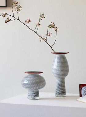 灰色火炬花瓶玻璃创意摆件客厅插花复古水培器皿餐桌水养鲜花小众