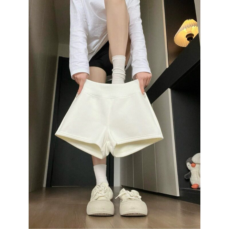 美式白色低腰运动短裤女夏季外穿薄款包臀热裤显瘦修身辣妹五分裤