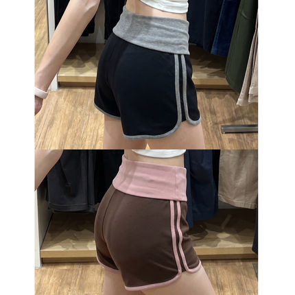 美式运动短裤女夏季撞色健身瑜伽裤外穿小个子高腰显瘦辣妹热裤子