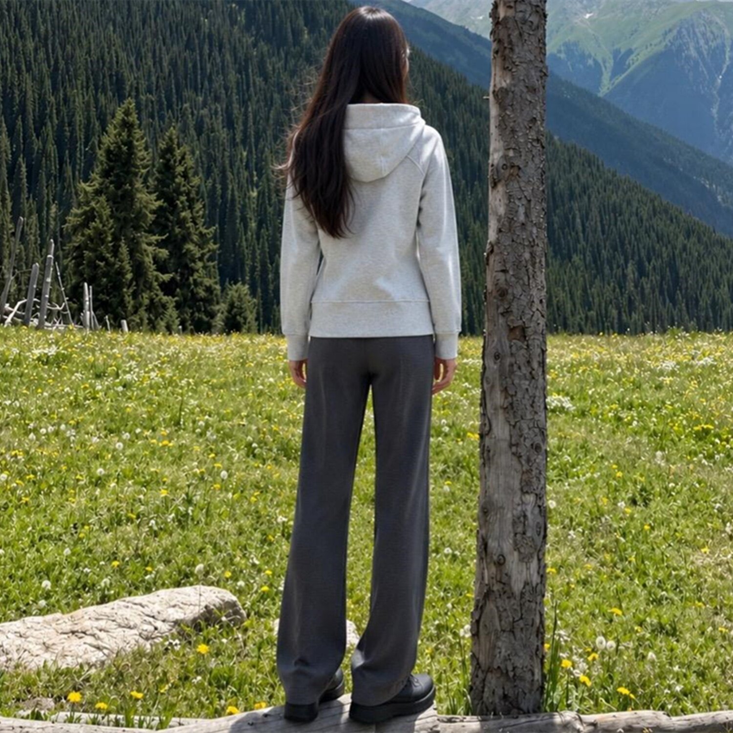 白灰色修身卫衣外套女秋冬加绒韩