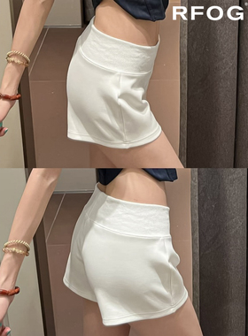 韩系百搭白色休闲裤女夏季薄款修身显瘦辣妹短裤低腰运动包臀卫裤