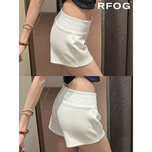 韩系百搭白色休闲裤女夏季薄款修身显瘦辣妹短裤低腰运动包臀卫裤