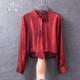 酒红色缎面衬衫 洋气上衣 高级感立体花朵职业通勤时尚 女长袖 春秋款