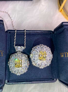 莫桑石天然鹅黄项链时尚