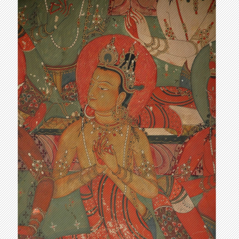 T227【中国】夏鲁寺壁画听法菩萨高清喷绘装饰图库