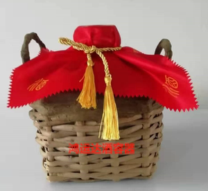 纯手工制作传统仿复古条编酒篓白酒容器猪血料桑皮纸糊制酒桶酒具
