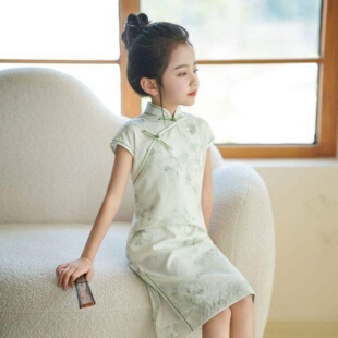 2026夏装新款女童纯棉中国风旗袍民族风公主连衣裙走秀古筝演出服