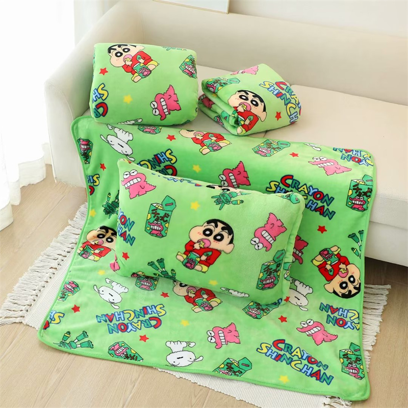 卡通印花法兰绒毛毯休闲空调毯保暖床单学生宿舍小毛毯枕头套秋冬