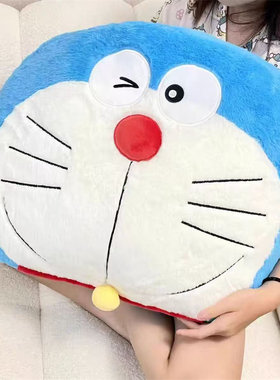可爱蓝胖子机器猫毛绒抱枕大号沙发靠垫睡觉枕头便携空调毯小毛毯