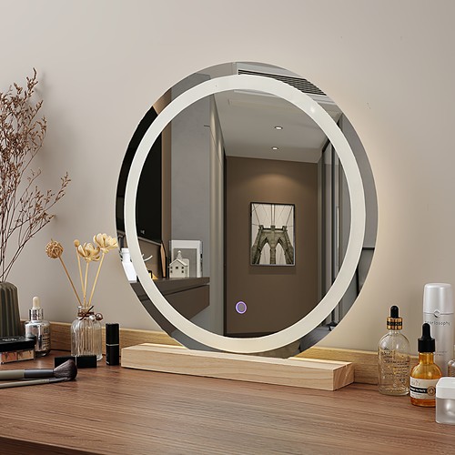 原木风梳妆台化妆镜子带灯led